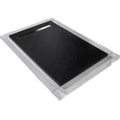 Receveur 180 x 90 cm HD en pierre naturelle noir caniveau excentré
