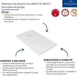 Receveur découpable 120 X 90 VILLEROY ET BOCH Exclusive rectangle blanc