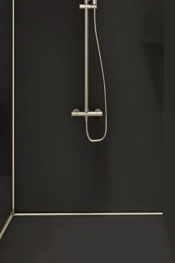 Receveur de douche à carreler 90 x 120 cm, caniveau doré, Jackon