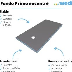Receveur de douche à carreler 160 x 100 WEDI Fundo Primo rectangle écoulement excentré