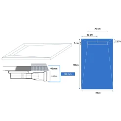 Receveur de douche à carreler caniveau 185 x 90 cm