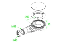 Receveur de douche à l'italien 100x80cm H.3cm, blanc, Bac à douche extra-plat en résine, avec une bonde H.55mm Design ultra-mince