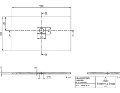 Receveur de douche à poser 80 x 140 cm, blanc, Villeroy & Boch Squaro Infinity