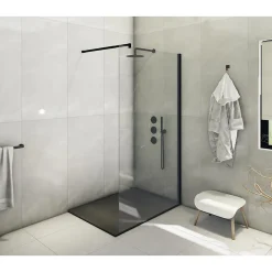 Receveur de douche SMC en fibre de verre effet pierre avec bonde inclus H. 2,6 cm 70 x 120 Noir