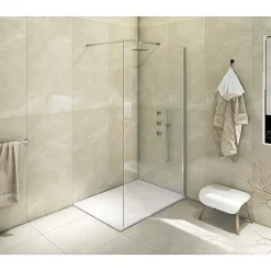 Receveur de douche SMC en fibre de verre effet pierre avec bonde inclus H. 2,6 cm 80 x 120 Blanche