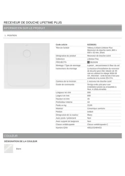 Receveur de douche 80 x 80 cm en céramique, blanc, Villeroy & Boch Slim