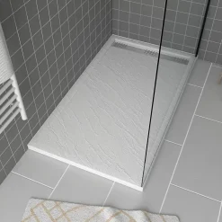 Receveur de douche 90 x 140 cm, acrylique blanc effet pierre, Galedo Pedra