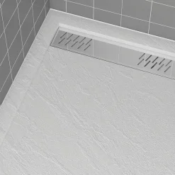 Receveur de douche 90 x 140 cm, acrylique blanc effet pierre, Galedo Pedra