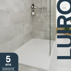 Receveur de douche 80 x 120 cm, résine, blanc, GoodHome Luiro