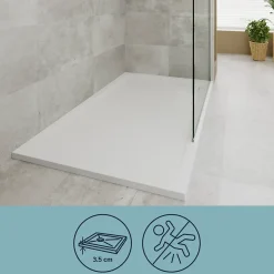 Receveur de douche 80 x 160 cm, résine, blanc, GoodHome Luiro