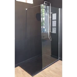 Receveur de douche 80 x 100 cm extra plat noir PIATTO en SoliCast surface ardoisee