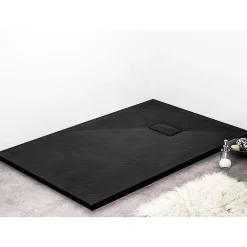 Receveur de douche 80 x 100 cm extra plat noir PIATTO en SoliCast surface ardoisee