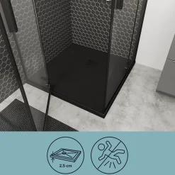 Receveur de douche 90 x 90 cm, résine, noir, Douro GoodHome
