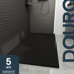 Receveur de douche 80 x 160 cm, résine, noir, GoodHome Douro