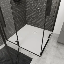 Receveur de douche 80 x 80 cm, résine, blanc, GoodHome Douro