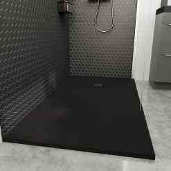 Receveur de douche 90 x 160 cm, résine, noir, Douro GoodHome