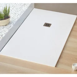 Receveur de douche 80 x 110 cm extra plat LOGIC surface ardoisee rectangulaire blanc