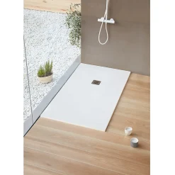 Receveur de douche 80 x 110 cm extra plat LOGIC surface ardoisee rectangulaire blanc