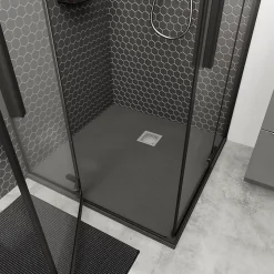 Receveur de douche 90 x 90 cm, résine, gris, GoodHome Douro