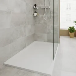 Receveur de douche 90 x 120 cm, résine, blanc, GoodHome Luiro