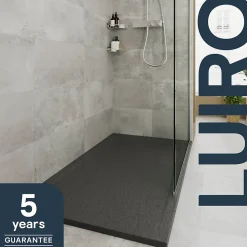 Receveur de douche 80 x 140 cm, résine, noir, GoodHome Luiro