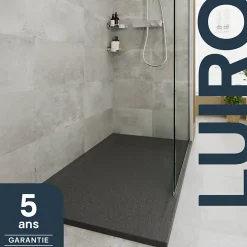 Receveur de douche 80 x 140 cm, résine, noir, GoodHome Luiro