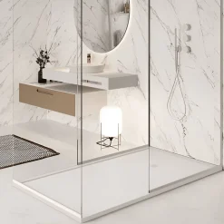 Receveur de douche 70 x 120 cm extra plat blanc en resine minerale SARIN Acier inoxydable