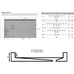 Receveur de douche 70 x 120 cm extra plat blanc en resine minerale SARIN Acier inoxydable