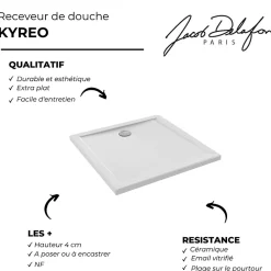Receveur de douche 90 x 90 JACOB DELAFON Kyreo ceramique carré blanc