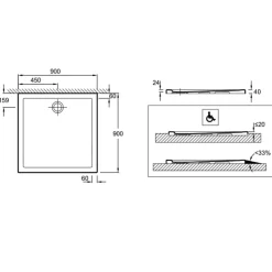 Receveur de douche 90 x 90 JACOB DELAFON Kyreo ceramique carré blanc