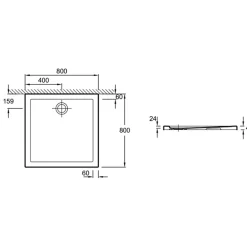 Receveur de douche 80 x 80 JACOB DELAFON Kyreo ceramique carré blanc