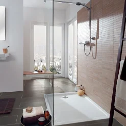 Receveur de douche antidérapant 140 x 80 VILLEROY ET BOCH Lifetime Plus Cerasoft céramique blanc + Bonde chromé brossé