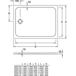 Receveur de douche antidérapant 120 x 90 VILLEROY ET BOCH Lifetime Plus céramique blanc + Bonde chromé