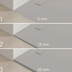 Receveur de douche BAYA extra-plat aspect pierre gris 100 x 100 cm + bonde centrale