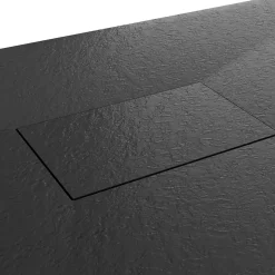 Receveur de douche BAYA extra-plat aspect pierre noir 80 x 160 cm + bonde