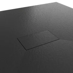 Receveur de douche BAYA extra-plat aspect pierre noir 100 x 140 cm + bonde
