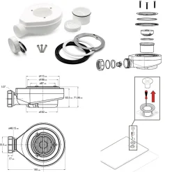 Receveur de douche BAYA extra-plat aspect pierre noir 100 x 140 cm + bonde