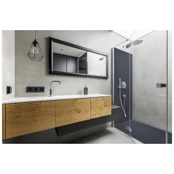 Receveur de douche blanc 120 x 80 cm en résine aspect ardoise - grille caniveau