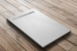 Receveur de douche blanc 150 x 100 cm haute densité aspect ardoise - grille caniveau