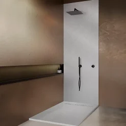 Receveur de douche blanc 150 x 100 cm haute densité aspect ardoise - grille caniveau
