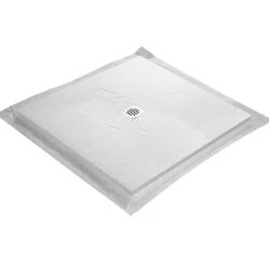 Receveur de douche blanc 90 x 90 cm haute densité aspect ardoise - grille carrée centrée