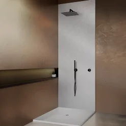 Receveur de douche blanc 90 x 90 cm haute densité aspect ardoise - grille carrée centrée