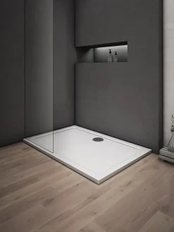 Receveur de douche blanc - 160x80x3cm - rectangulaire - Bac à douche extra plat - Antidérapant