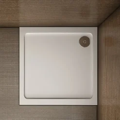 Receveur de douche blanc 80x80x3 cm - Extra plat - Carré - Résine antidérapante avec le bonde de douche et siphon 90cm
