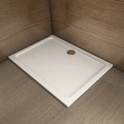 Receveur de douche blanc 90x80x3 cm - Extra plat - Carré - Résine antidérapante
