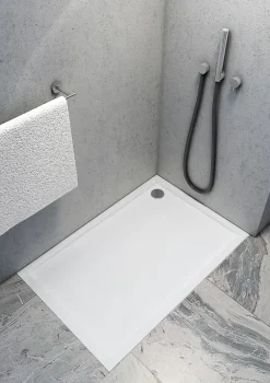 Receveur de douche en acrylique blanc - rectangulaire - ZAHER - 100 x 90