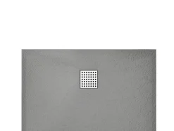 Receveur de douche extra plat à poser ou à encastrer recoupable en résine SMC avec siphon - Gris - 140 x 90 cm - MIRNOSA