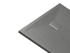 Receveur de douche extra plat à poser ou à encastrer recoupable en résine SMC avec siphon - Gris - 140 x 90 cm - MIRNOSA