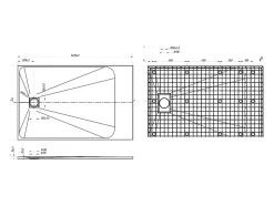 Receveur de douche extra plat à poser ou à encastrer recoupable en résine SMC avec siphon - Gris - 140 x 90 cm - MIRNOSA