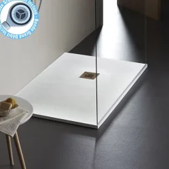 Receveur de douche extra plat à poser 80x120 Design reflet ardoisé Blanc